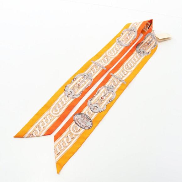 HERMES Authentic Orange Silk Scarf - Picture 4 of 5